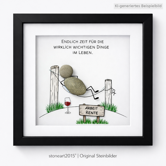 Kieselsteinbild Endlich Zeit für die wirklich wichtigen Dinge im Leben, handgemachtes Steinbild