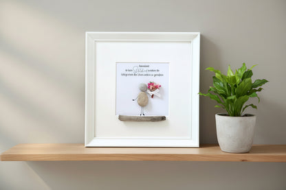  Steinbild Ruhestand Blumen gerahmt im Wohnzimmer – handgemachtes Abschiedsgeschenk zum Renteneintritt