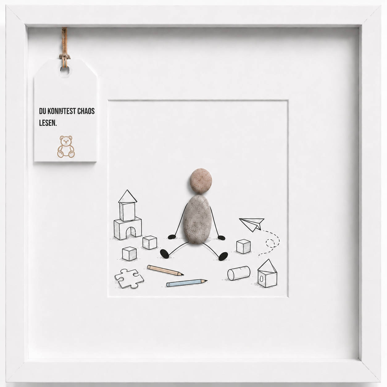 Kieselsteinbild Du konntest Chaos lesen, Geschenk für Erzieherin, handgemachtes Steinbild