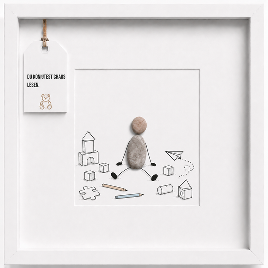 Kieselsteinbild Du konntest Chaos lesen, Geschenk für Erzieherin, handgemachtes Steinbild