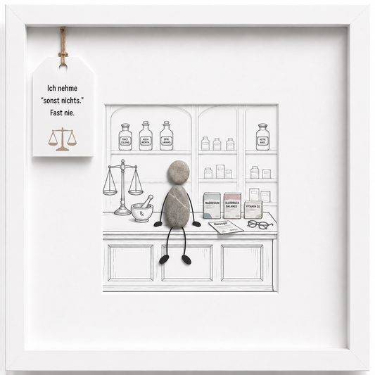 Kieselsteinbild Ich nehme sonst nichts, Geschenk für Apotheker, handgemachtes Steinbild