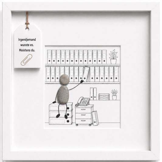 Kieselsteinbild Irgendjemand wusste es meistens du, Geschenk für Büro, handgemachtes Steinbild
