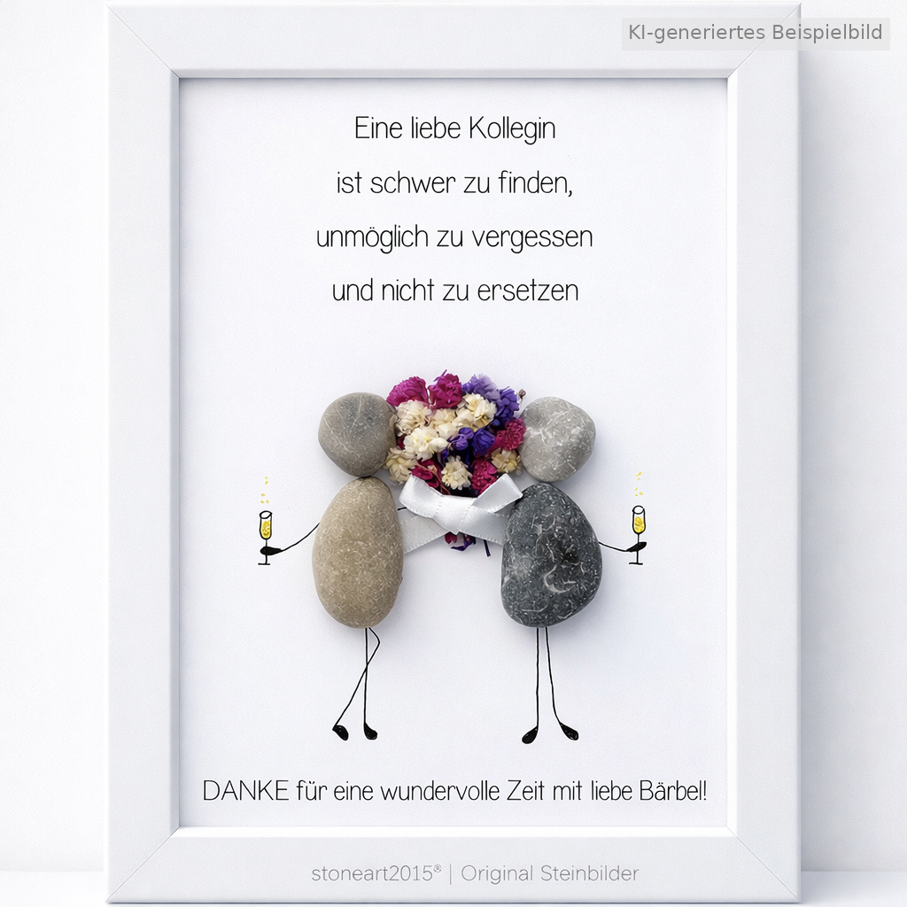 Kieselsteinbild Eine liebe Kollegin ist schwer zu finden, handgemachtes Steinbild