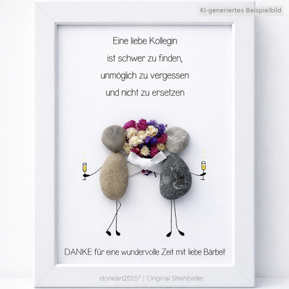 Kieselsteinbild Eine liebe Kollegin ist schwer zu finden, handgemachtes Steinbild