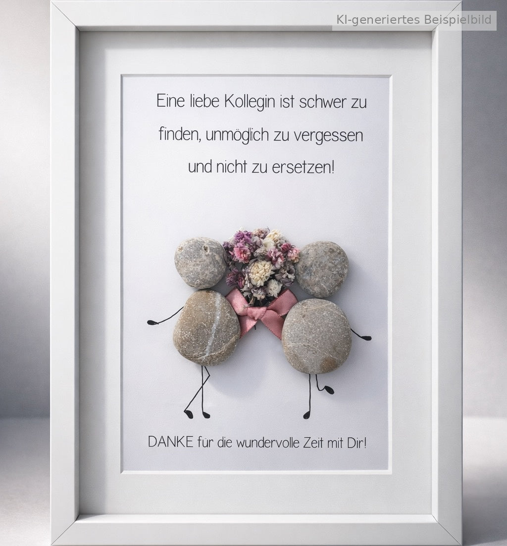 Kieselsteinbild Eine liebe Kollegin ist schwer zu finden, handgemachtes Steinbild