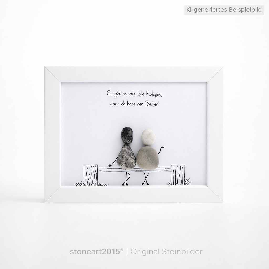 Kieselsteinbild Es gibt so viele tolle Kollegen, aber ich hab den Besten, handgemachtes Steinbild