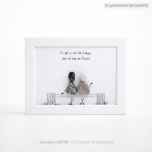 Kieselsteinbild Es gibt so viele tolle Kollegen, aber ich hab den Besten, handgemachtes Steinbild