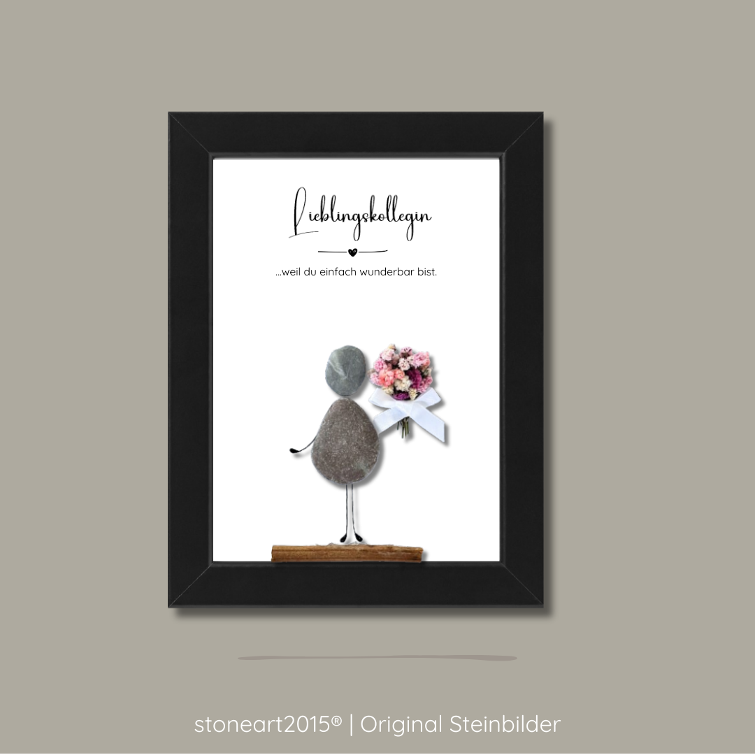 Handgefertigtes Kieselsteinbild als Geschenk für Kollegen aus Naturkieseln – StoneArt2015