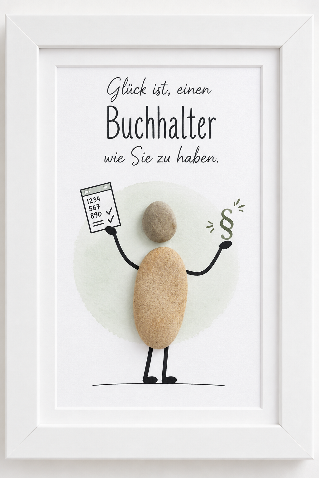 Kieselsteinbild Glück ist, einen Buchhalter wie Sie zu haben – Dankeschön-Geschenk, handgemachtes Steinbild