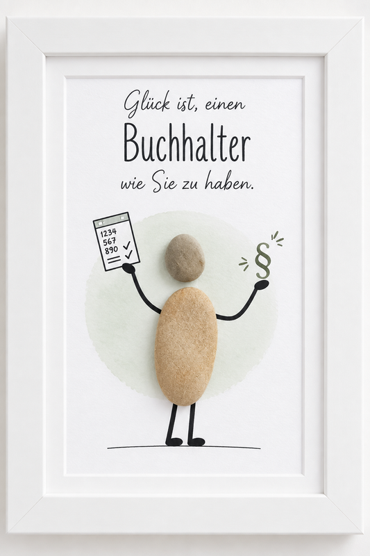 Kieselsteinbild Glück ist, einen Buchhalter wie Sie zu haben – Dankeschön-Geschenk, handgemachtes Steinbild