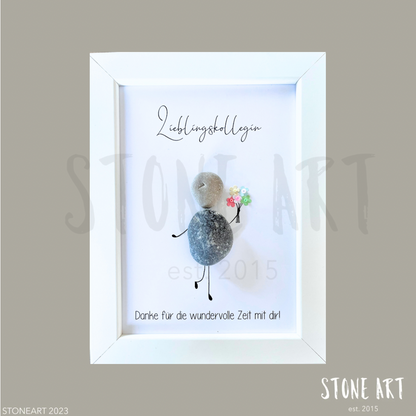 Handgemachtes Steinbild Lieblingskollegin – Geschenk zum Abschied oder Danke sagen im Büro