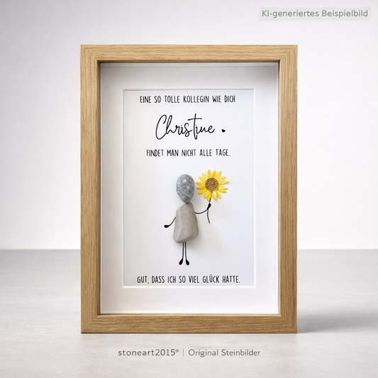 Kieselsteinbild Tolle Kollegin – Abschiedsgeschenk und Dankeschön, handgemachtes Steinbild
