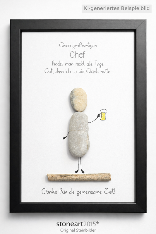 Kieselsteinbild Geschenk Chef – Personalisiertes Abschiedsgeschenk, handgemachtes Steinbild