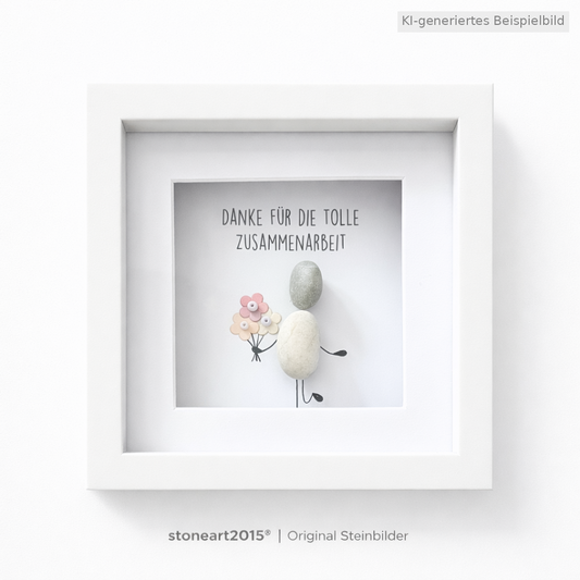 Kieselsteinbild Danke für die Zusammenarbeit – Mitarbeitergeschenk, handgemachtes Steinbild