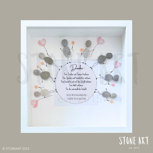 Steinbild Danke für alles – handgefertigtes Geschenk für Kollegin mit Naturkieseln