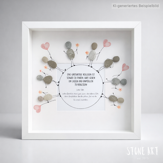 Kieselsteinbild Großartige Kollegen sind schwer zu finden – Abschiedsgeschenk, handgemachtes Steinbild
