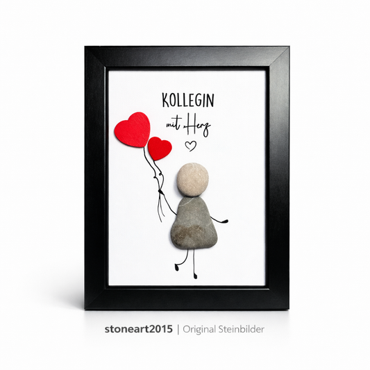 Steinbild Kollegin mit Herz – Geschenk zum Abschied oder Danke