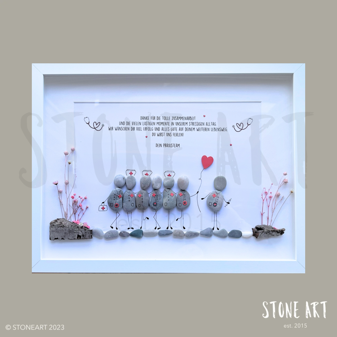 Steinbild Krankenschwester – handgemachtes Dankeschön-Geschenk für Pflegekräfte, Kieselsteine