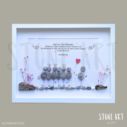Steinbild Krankenschwester – handgemachtes Dankeschön-Geschenk für Pflegekräfte, Kieselsteine