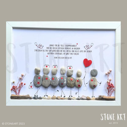 Handgemachtes Steinbild mit Spruch für Krankenschwestern – perfektes Dankeschön für Pflegekräfte, Klinikpersonal oder zum Abschied.