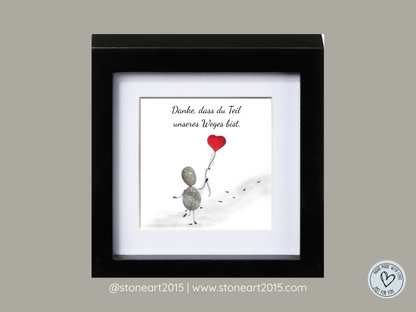 Handgemachtes Steinbild mit Spruch Danke dass du Teil unseres Weges bist – Firmengeschenk für Team und Mitarbeitende