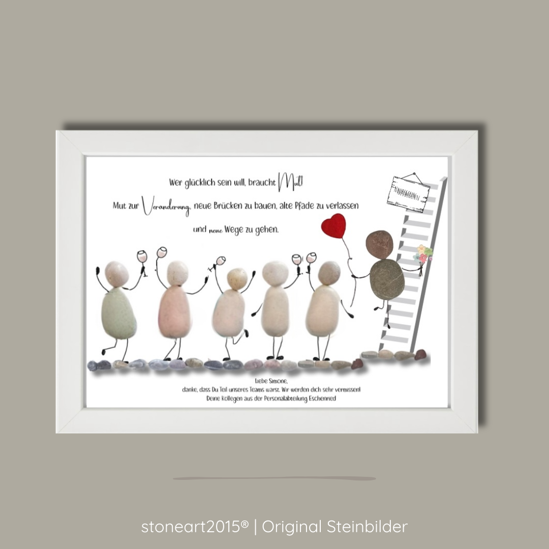 Steinbild Abschied für Kollegin oder Kollege – handgefertigtes Abschiedsgeschenk zum Jobwechsel oder Ruhestand