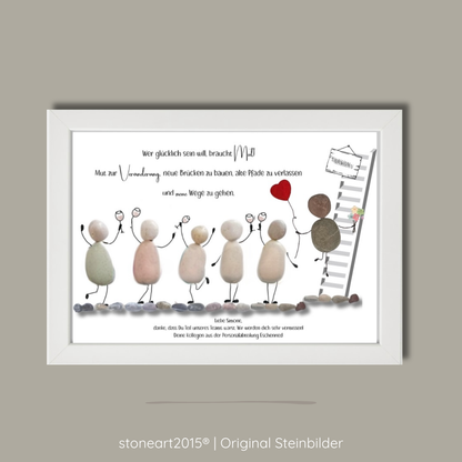 Steinbild Abschied für Kollegin oder Kollege – handgefertigtes Abschiedsgeschenk zum Jobwechsel oder Ruhestand