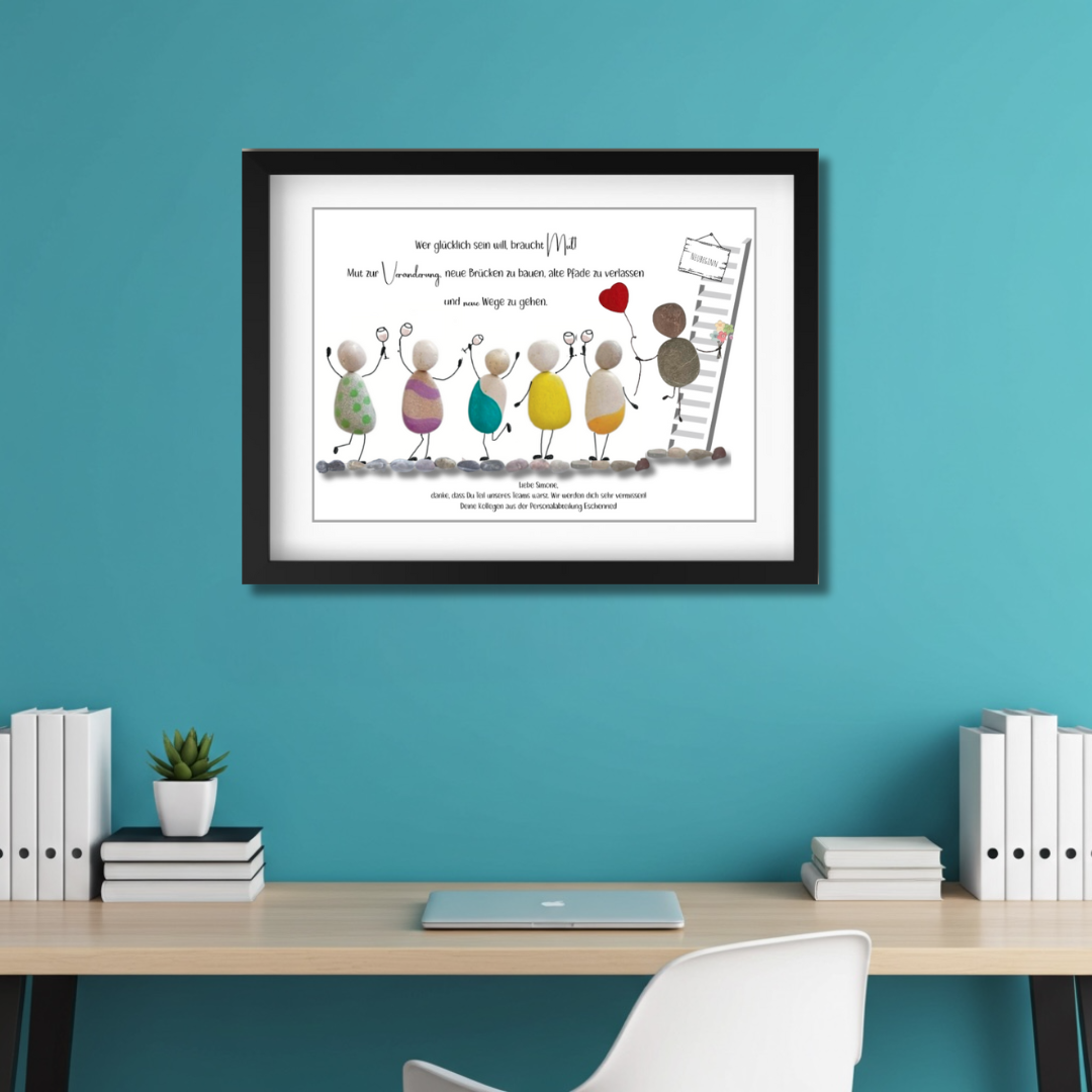 Steinbild Abschied für Kollegin oder Kollege – handgefertigtes Abschiedsgeschenk zum Jobwechsel oder Ruhestand