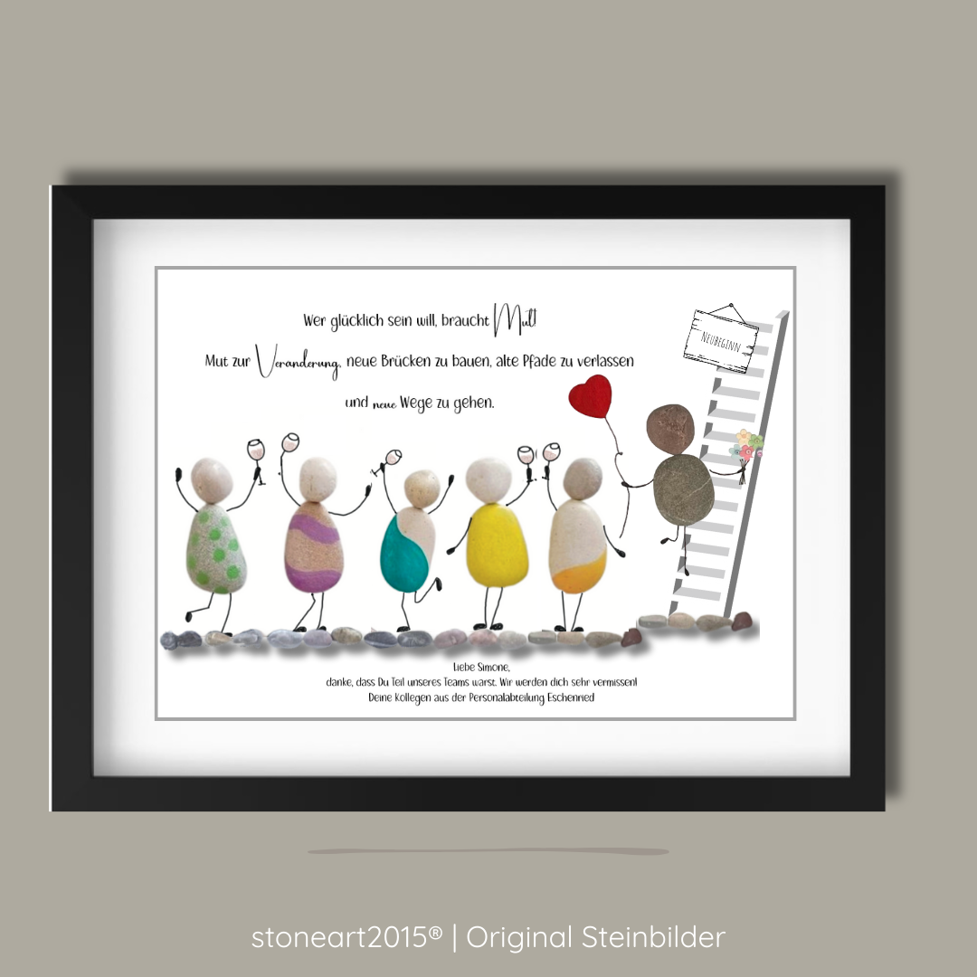 Steinbild Abschied für Kollegin oder Kollege – handgefertigtes Abschiedsgeschenk zum Jobwechsel oder Ruhestand