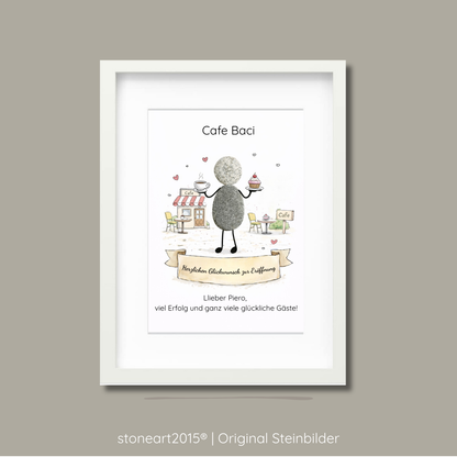 JOB93_-_Cafe Geschenk zur Geschäftseröffnung - Steinbild personalisierbar ,handgemacht