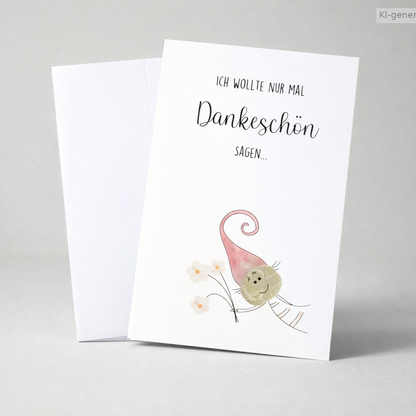 Danksagungskarte mit echtem Kieselstein. Text: Ich wollte nur mal ankeschön sagen