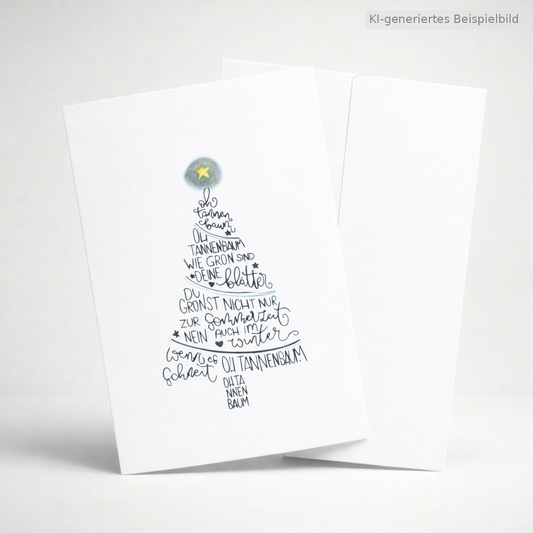 Weihnachtskarte „Oh Tannenbaum" – Mini-Steinbild mit Umschlag