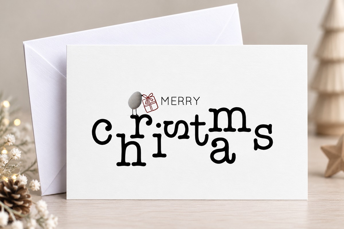Card "Joy to the world" - Mini stone picture with envelope