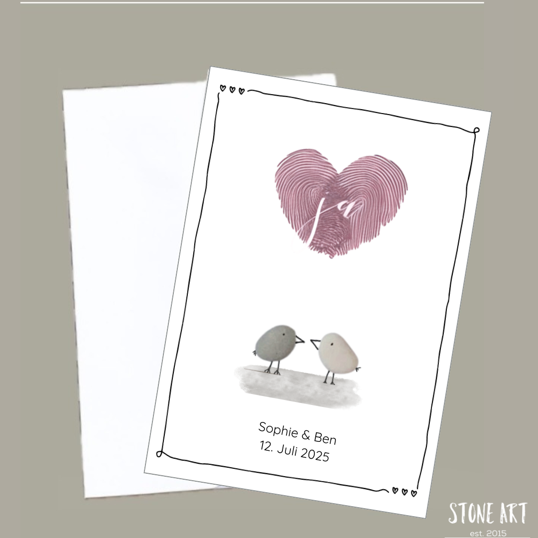 Biglietto "Felice Matrimonio" - Mini quadro in pietra con busta