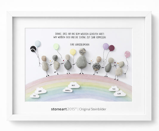 Steinbild Kindergartenabschied Regenbogen – handgemacht, stoneart2015