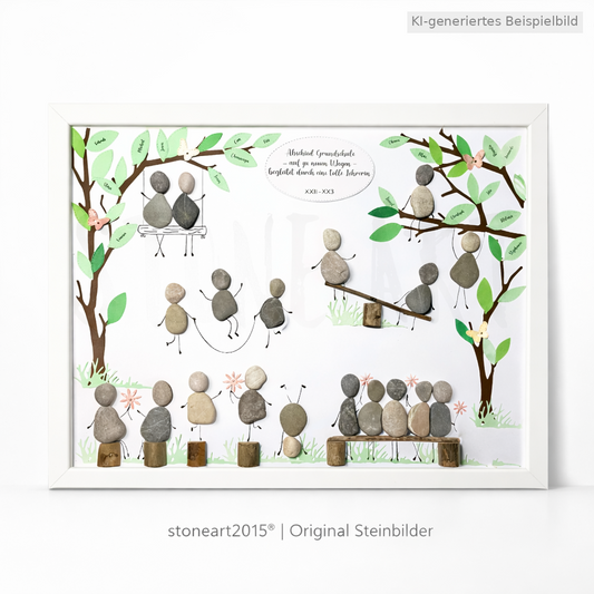 Kieselsteinbild Waldkindergarten-Motiv „Danke für die wunderschöne Waldkindergarten-Zeit“ – Abschiedsgeschenk Erzieherin, handgemachtes Steinbild