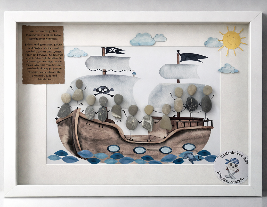 Steinbild „Piratenschiff“ – Kreatives Abschiedsgeschenk Kita