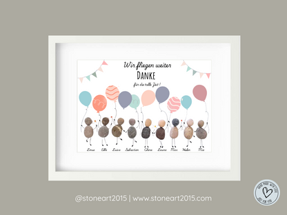 KIGA32-Steinbild Wir fliegen weiter Abschiedsgeschenk Erzieherin Lehrerin handgemacht, personalisierbar