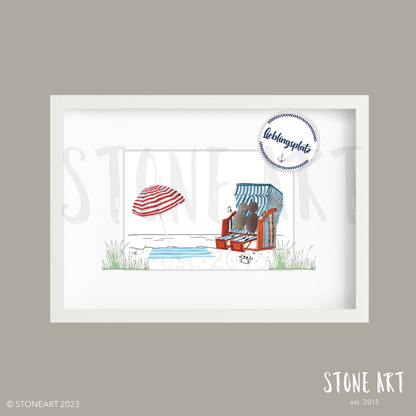 Handgefertigtes Steinbild mit dem Spruch „Lieblingsplatz“ – liebevolle Deko für Zuhause, Garten, Balkon oder Wohlfühlorte.