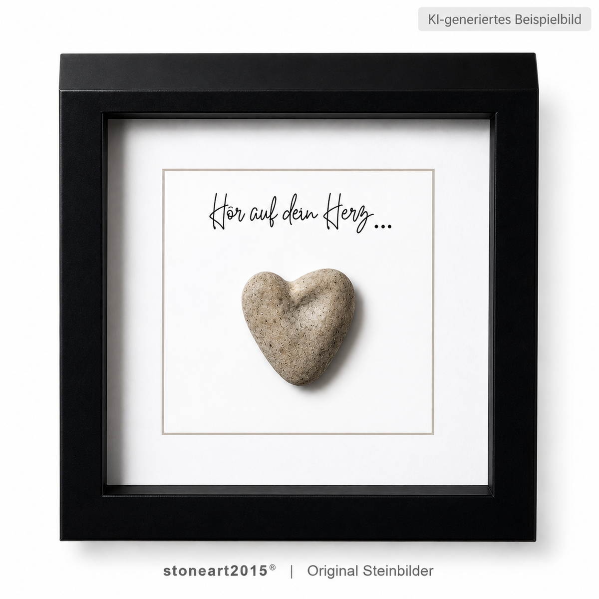 Handgemachtes Steinbild mit Spruch ‚Hör auf dein Herz‘ – Geschenk zur Inspiration & Motivation