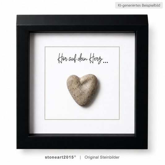 Handgemachtes Steinbild mit Spruch ‚Hör auf dein Herz‘ – Geschenk zur Inspiration & Motivation