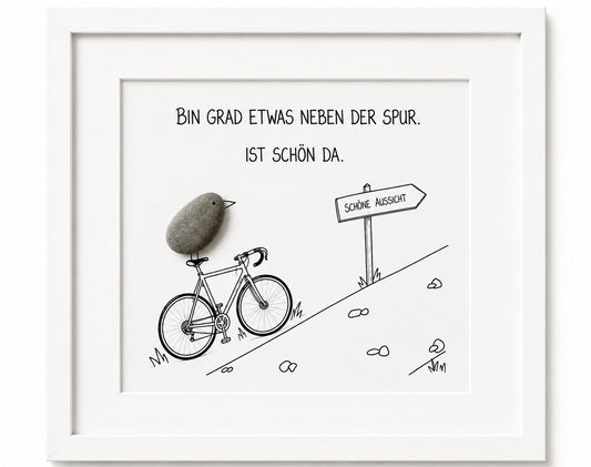 Kieselsteinbild Bin grad etwas neben der Spur, ist schön da – Mutmacher-Geschenk, handgemachtes Steinbild