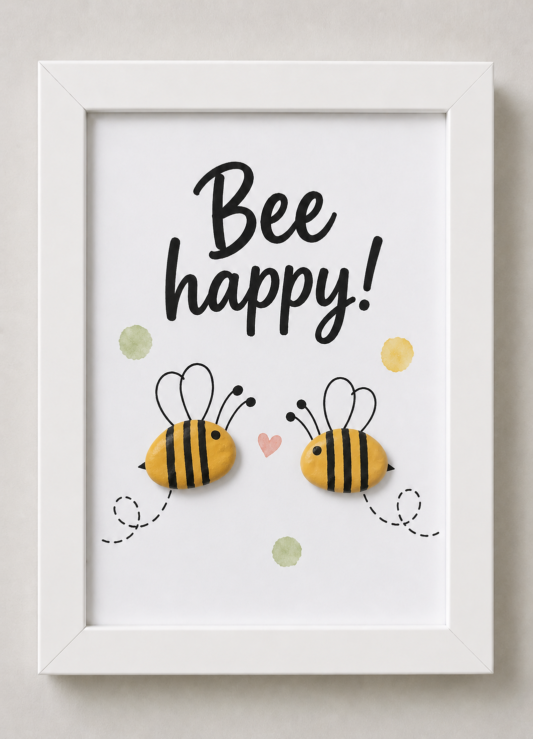 Kieselsteinbild Bee happy – Mutmacher-Geschenk mit Bienen, handgemachtes Steinbild