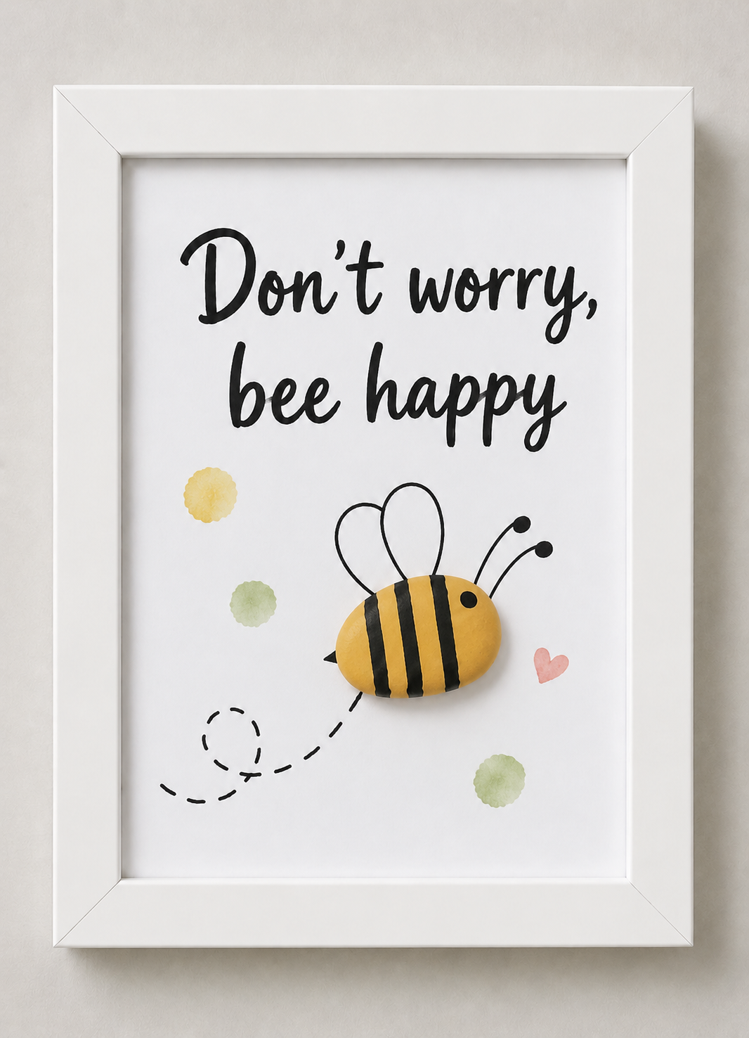 Kieselsteinbild Don't worry, bee happy – Mutmacher-Geschenk mit Biene, handgemachtes Steinbild