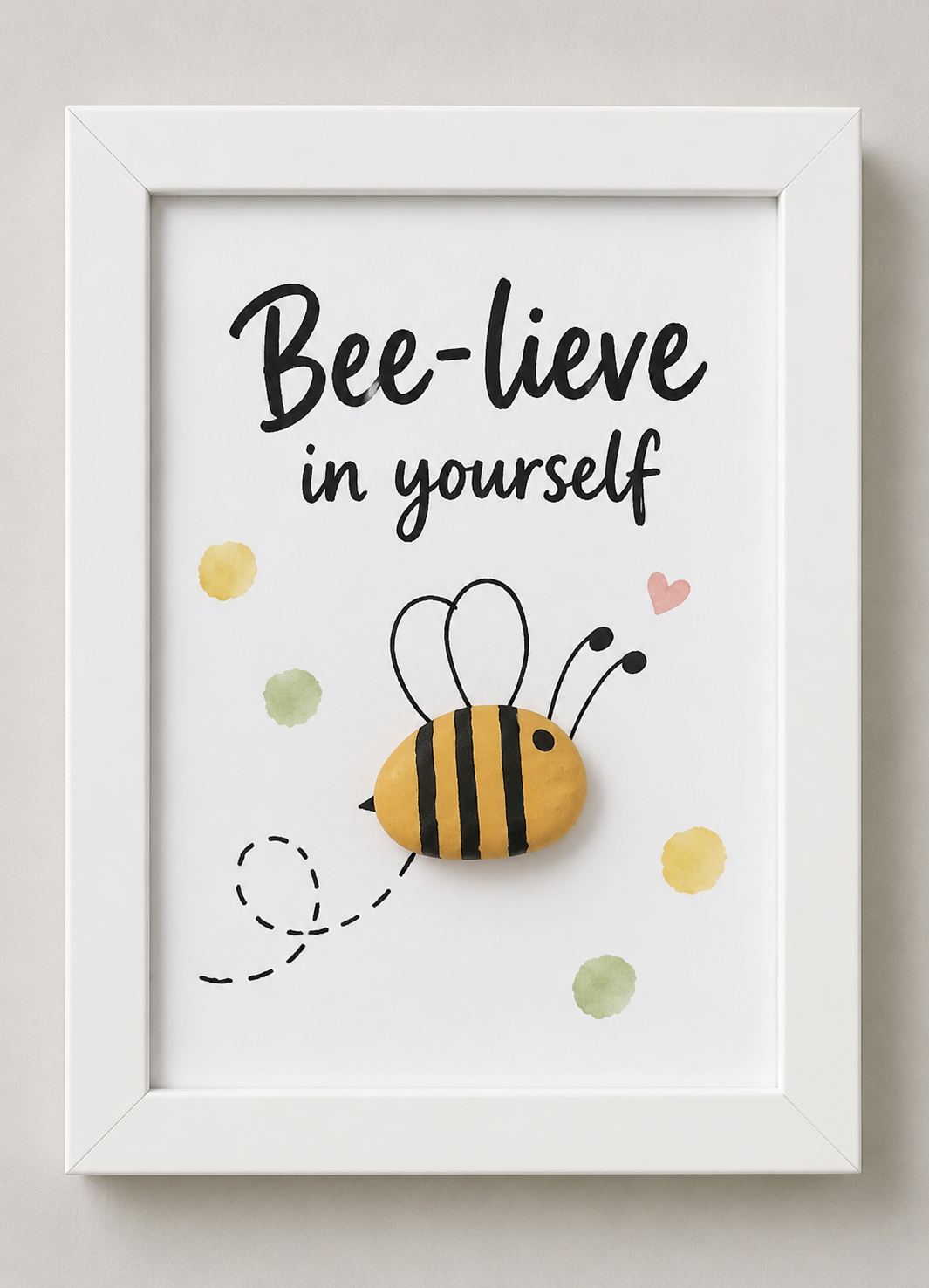 Kieselsteinbild Bee-lieve in yourself – Mutmacher-Geschenk mit Biene, handgemachtes Steinbild
