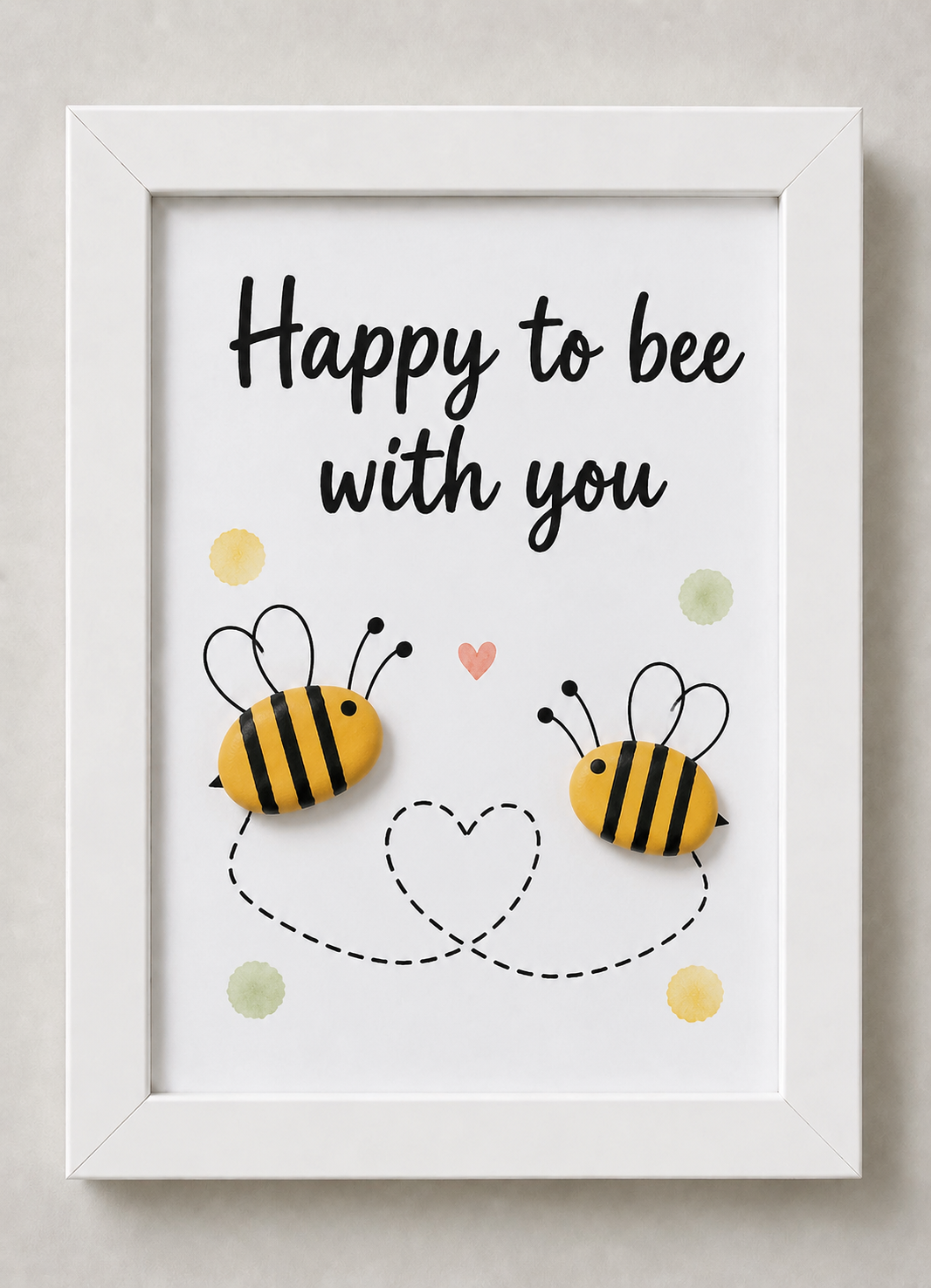 Kieselsteinbild Happy to bee with you – Liebesgeschenk mit Bienen, handgemachtes Steinbild