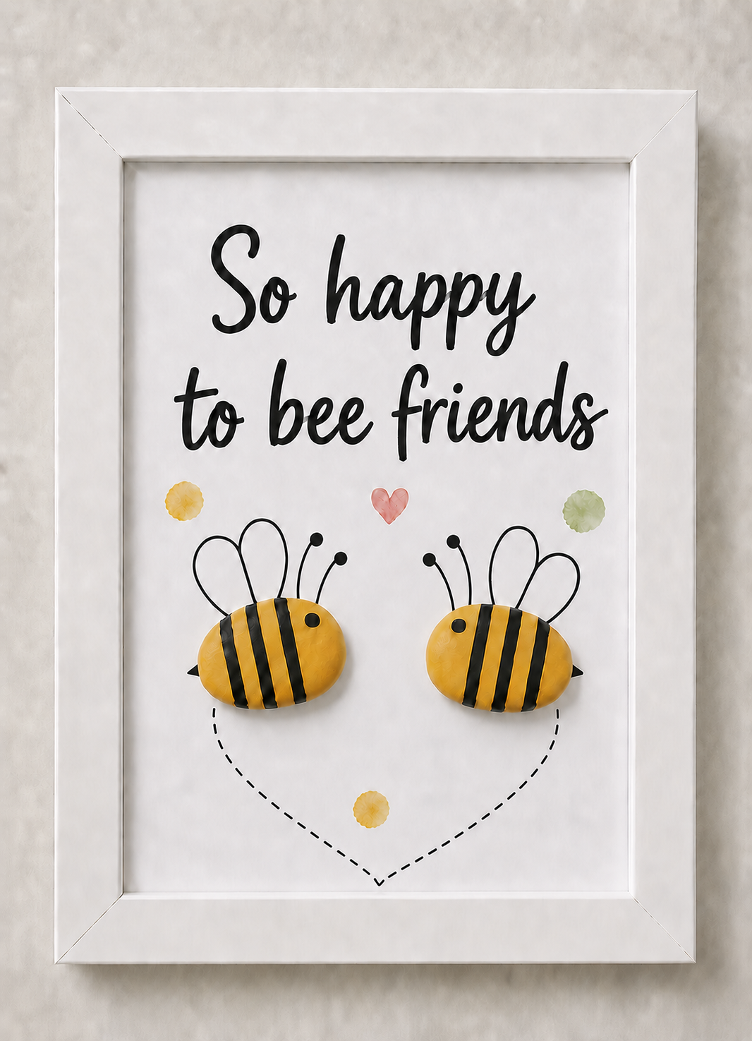 Kieselsteinbild So happy to bee friends – Freundschaftsgeschenk mit Bienen, handgemachtes Steinbild