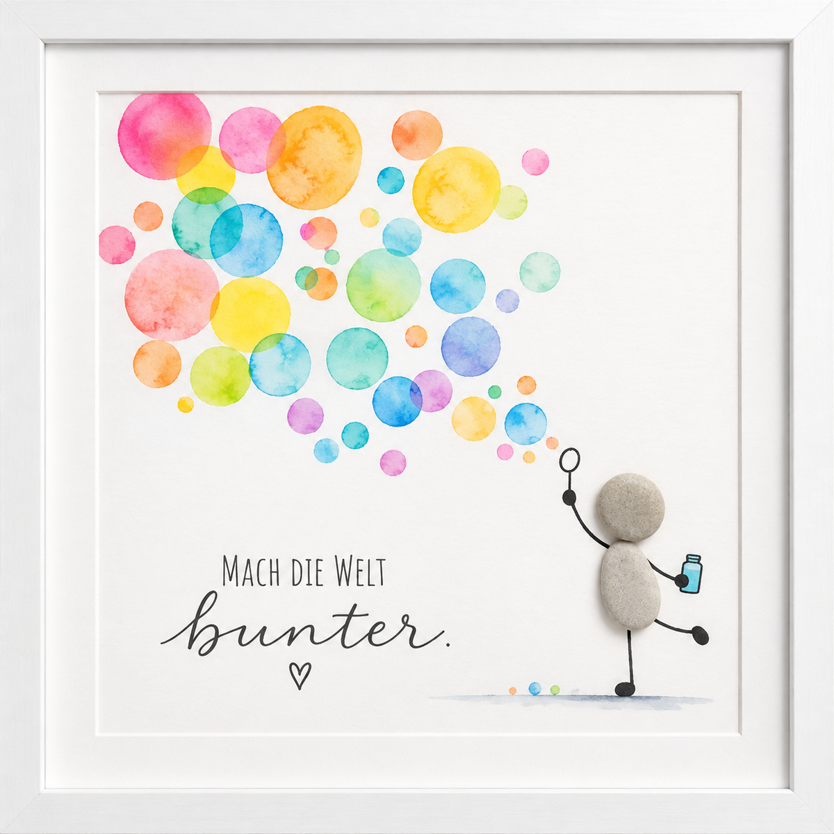 Kieselsteinbild Mach die Welt bunter – Mutmacher-Geschenk, handgemachtes Steinbild