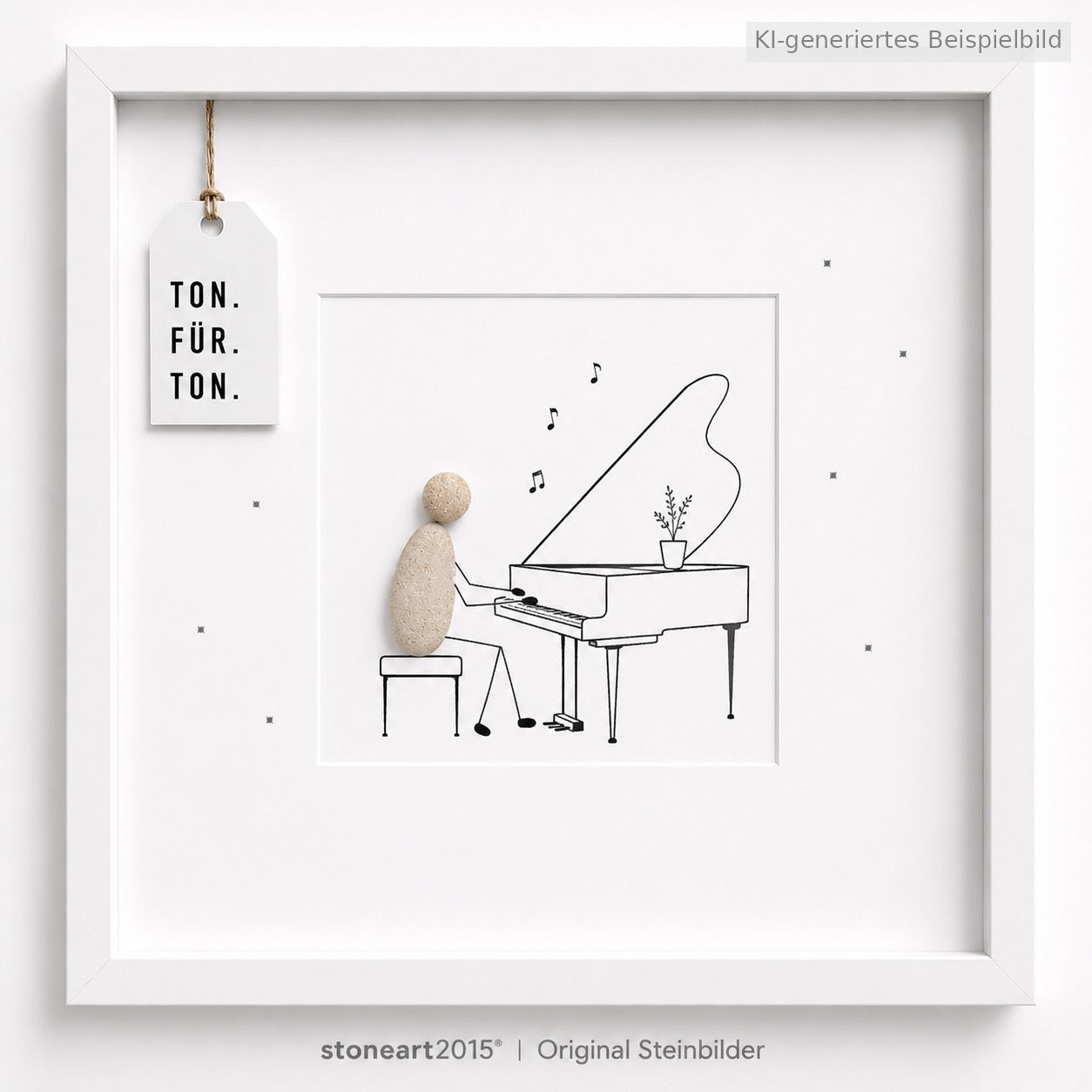 Kieselsteinbild Klavier Ton für Ton, handgemachtes Steinbild
