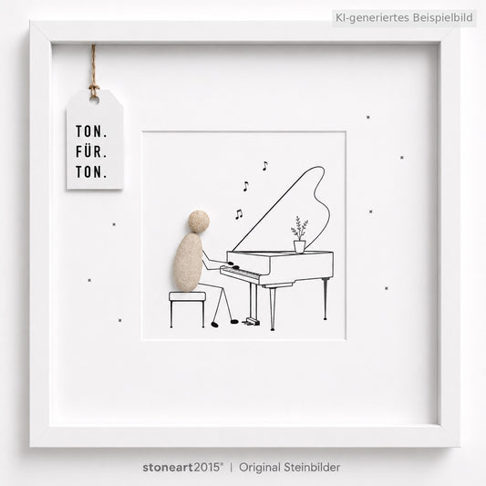 Kieselsteinbild Klavier Ton für Ton, handgemachtes Steinbild